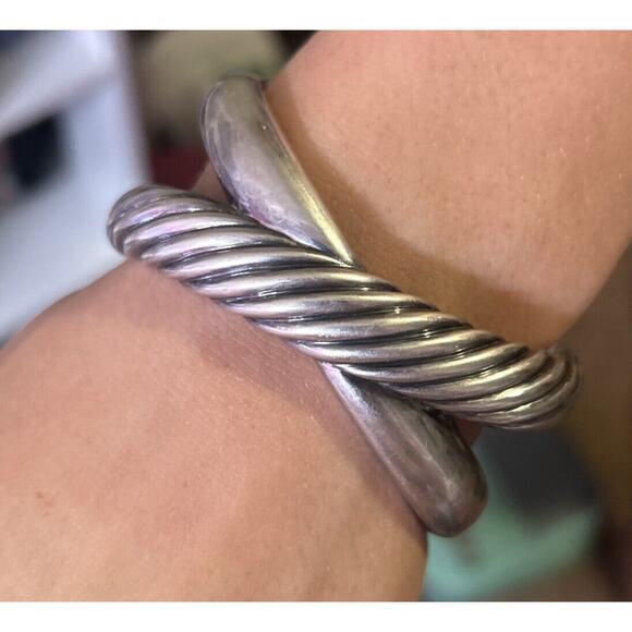 David Yurman Big Bold Cable Crossover Bracelet Sterling Silver 927 - Picture 9 of 9